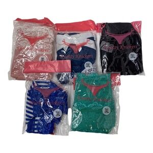 5~KNOTTY KNICKERS Underwear Sexy Panty Black Blue Green Striped Pink 3XL  (2141)
